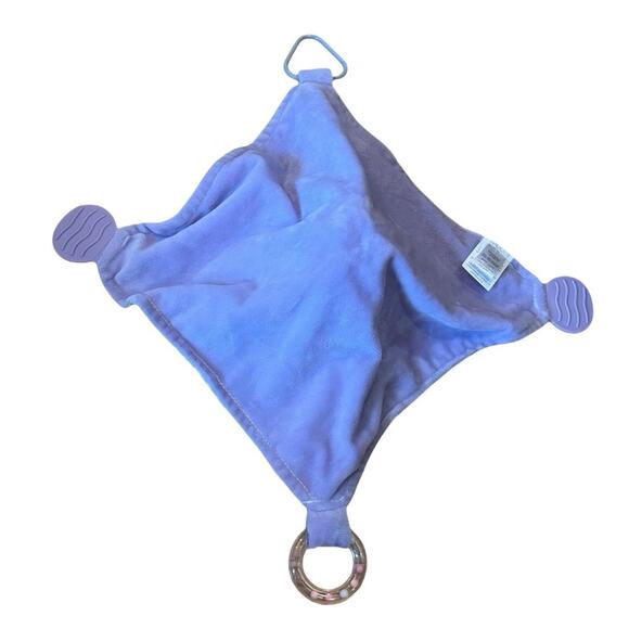 Modern Baby Bunny Rabbit Lovey Security Blanket Teether Rattle Floral 12x12 - Picture 8 of 8